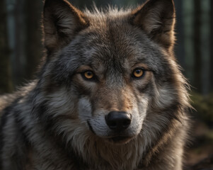 Majestic Wolf Portrait in Forest