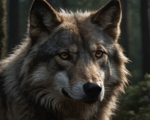 Majestic Wolf Portrait in Forest