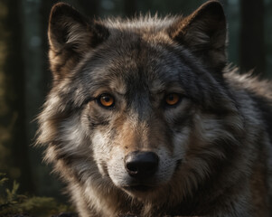 Majestic Wolf Portrait in Forest