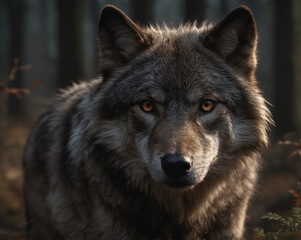 Majestic Wolf in Forest