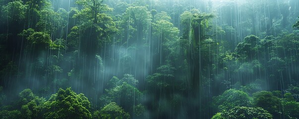 Trees in tropical rainforests capturing and storing rainwater, forest resources weather, tropical water cycle