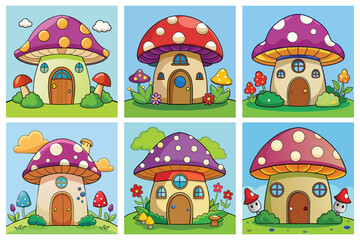 Obraz premium Mushroom house for cute fantasy fairy tale