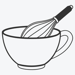 WHISK-KITCHENWARE-SKETCH LINE ART MASTERPIECE