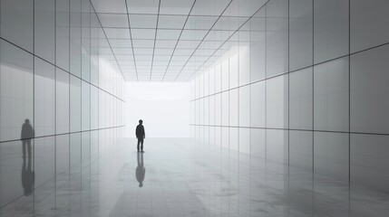 Fototapeta premium Man Standing in a White Room.
