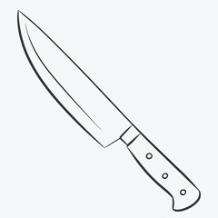 BOLD KITCHEN KNIFE IN DOODLE STYLE LINE ART