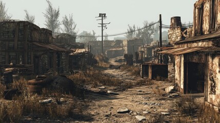 Desolate Town in a Post-Apocalyptic World