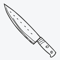 BOLD KITCHEN KNIFE IN DOODLE STYLE LINE ART