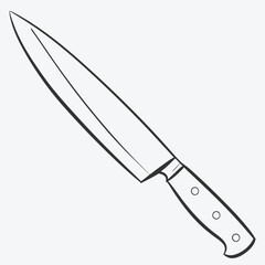 BOLD KITCHEN KNIFE IN DOODLE STYLE LINE ART