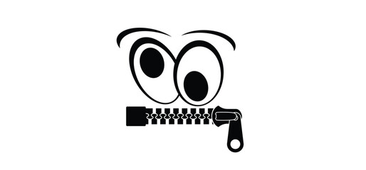 Cartoon mouth, zipper face. Zip fastener with zipper puller. Keeping quiet, silence concept. Keep a secret icon. zippered mouth. closed or open Zippers. Unzip, zipper locks. No speak or talking. © MarkRademaker