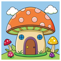 Mushroom house for cute fantasy fairy tale