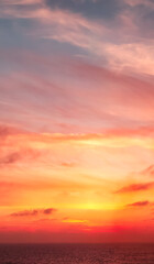 Obraz premium Dramatic Colorful Sunset Sky over Mediterranean Sea. Cloudscape Background