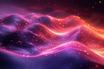 Obraz premium Abstract technology background with glowing waves and stars in vibrant colors