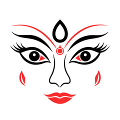 Devi Durga Eyes Vector Line Art Silhouette - Spiritual Hindu Goddess Illustration