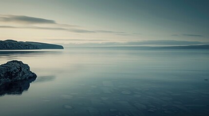 Tranquil Coastal Landscape with Serene Waters.