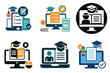 Learning and online education examination vector icon