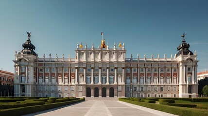 Obraz premium Royal Grandeur: Clean and Elegant View of the Royal Palace in Madrid