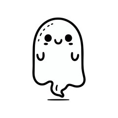 cute ghost doodle hand drawn vector illustration template design