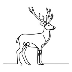 one line drawing wild animal deer vector illustration template design