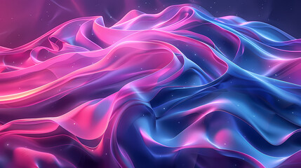 Obraz premium Abstract digital art featuring swirling waves of glowing pink and blue light. This abstract and futuristic image is perfect for technology and innovation themes.