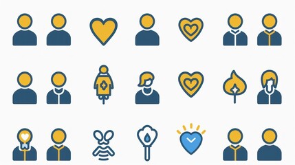 People icons with hearts, flames, bees, and other symbols.