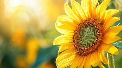 Obraz premium Vivid Close-up of a Radiant Yellow Sunflower Blooming in Full Glory