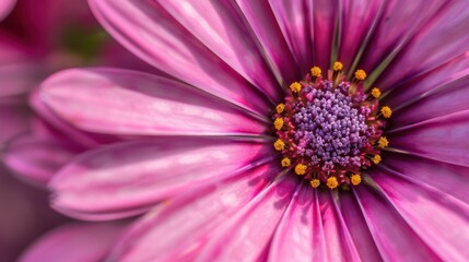 Obraz premium Vibrant Pink Daisy Flower in Close-up View with Delicate Petals and Pollen - Botanical Beauty and Nature Details