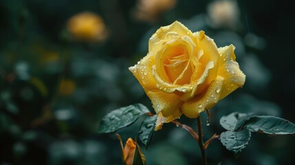 Vibrant Yellow Rose Petals in Full Bloom Close-Up Snapshot