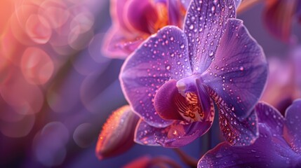 Fototapeta premium Delicate Purple Orchid with Soft Petals Close-up in Natural Light