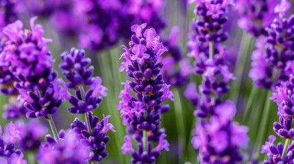 Blooming Beauty - Close-up of Vibrant Purple Lavender in Full Bloom