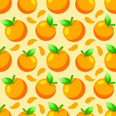 Orange Seamless pattern fruit suitable for wrapping paper, packaging product and sticker 