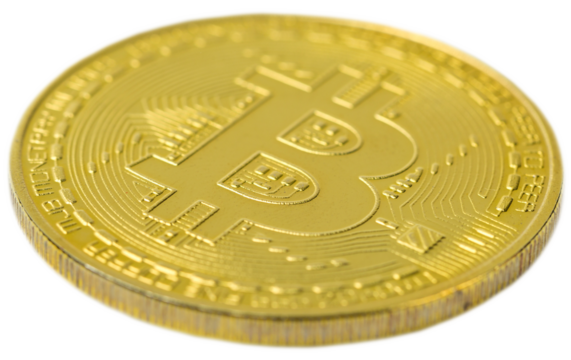 cryptocurrency golden coins - Bitcoin, Ethereum, Litecoin on white background. Virtual money concept..