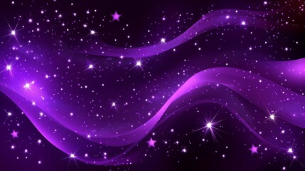 Obraz premium Abstract background with purple particles and shining stars.