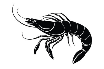 Shrimp Silhouette Sea Animal Vector Illustration