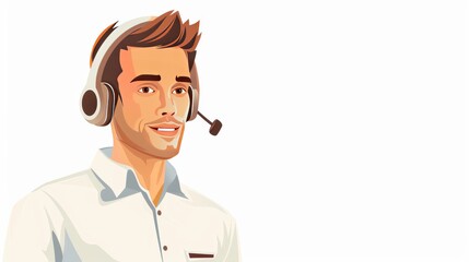 Smiling Customer Service Representative Wearing Headset