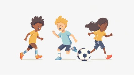 Obraz premium Kids Playing Soccer: Fun and Teamwork on the Field