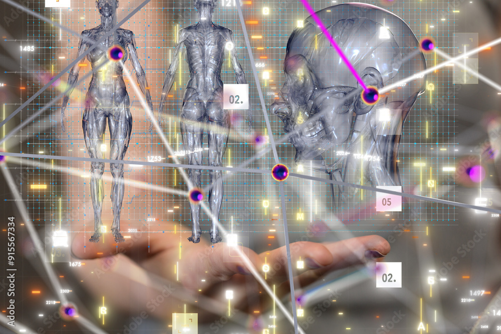 Poster digital medical futuristic interface 3D rendering - 3d