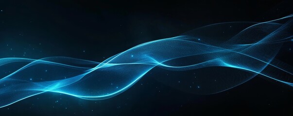 Fototapeta premium Wave panorama background with lights in the future