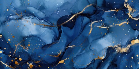 Fototapeta premium Blue and Gold Painting Close Up