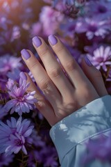 Fototapeta premium Hand holding purple flower