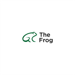 simple green frog logo line concept. field reptile amphibian animal vector