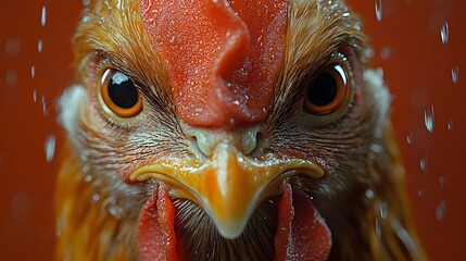 Angry Rooster Facing the Storm with Furrowed Brow and Neon Accents