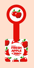 Red apple Tamper proof label design suitable for jar, packaging, stickers and packaging products label
