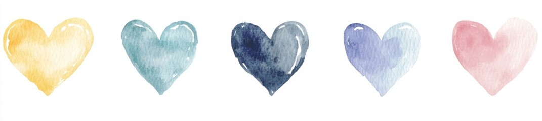 PNG element set with vintage heart pale rainbow color ripped paper