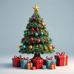 Decorated christmas tree with gifts.