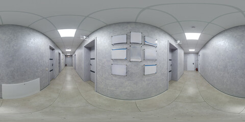 360 panorama white empty corridor for room office. full seamless spherical 360 hdri panorama in...