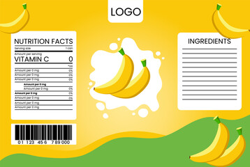 banana label design suitable for can, packaging, stickers and packaging products label