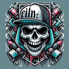 Colorful Hip-Hop Skull vector illustration
