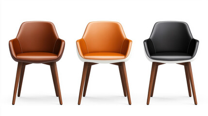 Obraz premium Modern Armchairs with Wooden Legs on Transparent Background