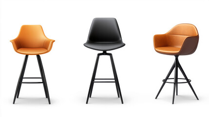 Fototapeta premium Modern Stylish Chairs on Transparent Background