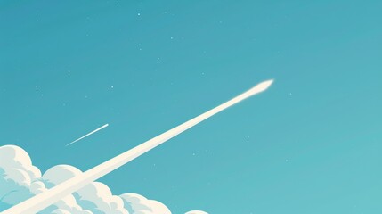 Fototapeta premium A basic depiction of a comet with a tail, clean 2D vector illustration, simple and plain, minimal detail